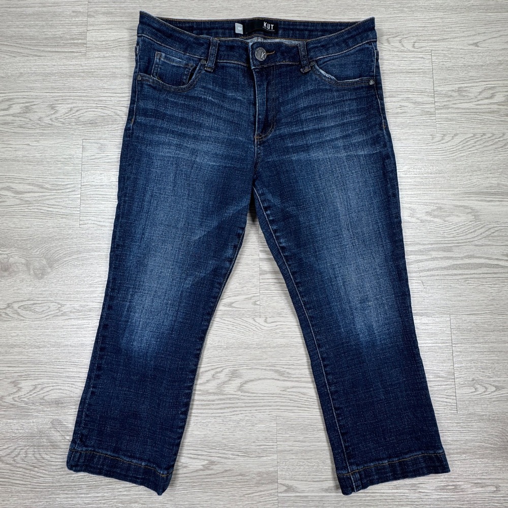 Kut from the Kloth Women's Jeans Lauren Crop Straight Leg Dark Wash 10P Stretch